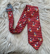 The Disney Store Men  s Red Donald Duck Necktie DISNEY DONALD DUCK 100 Silk