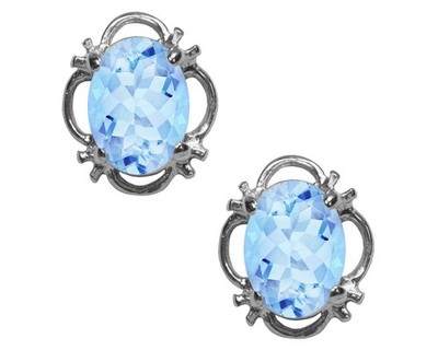 925 Sterling Silber natürlicher Blautopas Damen Ohrstecker Ohrstecker 1,50ct britisch