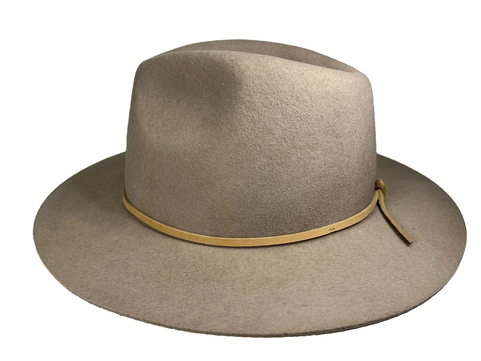 BRIXTON Brown Leather-Belt 100% WOOL-FELT FEDORA Summer Sun Hike Beach Hat Sz MB