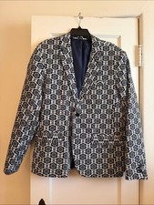 Men's Navy Floral Jacquard Blazer