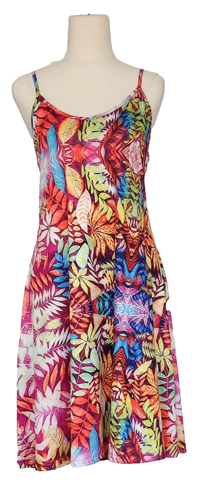 Zen Garden Floral Slip Dress Womens Size 8 Spaghetti Straps  Above Knee Summer