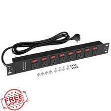 Jgstkcity Rack Mount PDU Power Strips,8 Outlet Surge Protector,Individual Swi...