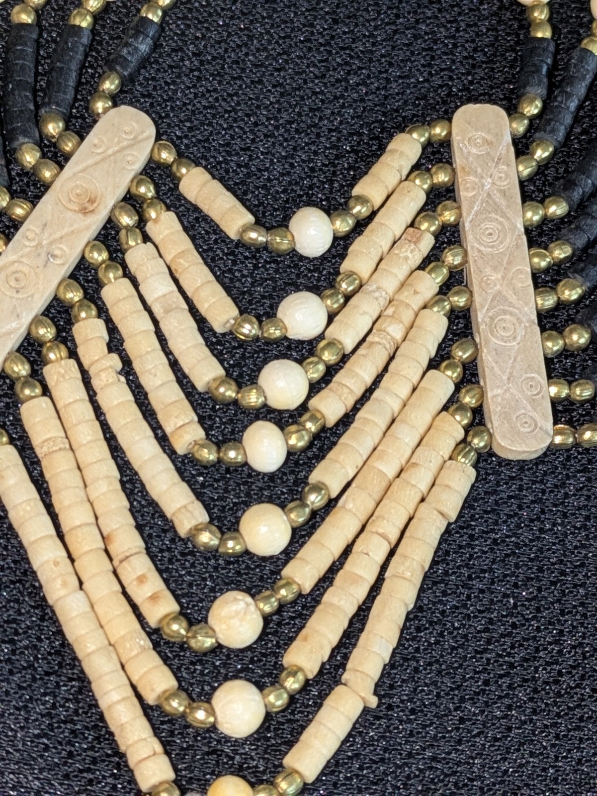 Native American Choker Bib Statement Necklace Bon… - image 2