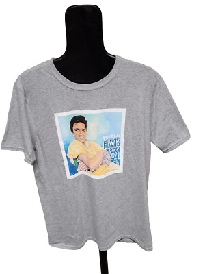 Gildan Softstyle Adult Large Gray 2021 Elvis Presley Festival T-shirt. Tupelo.