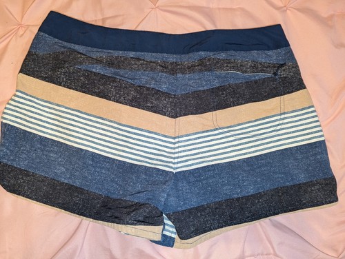 Womens Patagonia 5" Blue Worn look Black Tan Board Shorts Size 16 Fiti - Picture 5 of 6