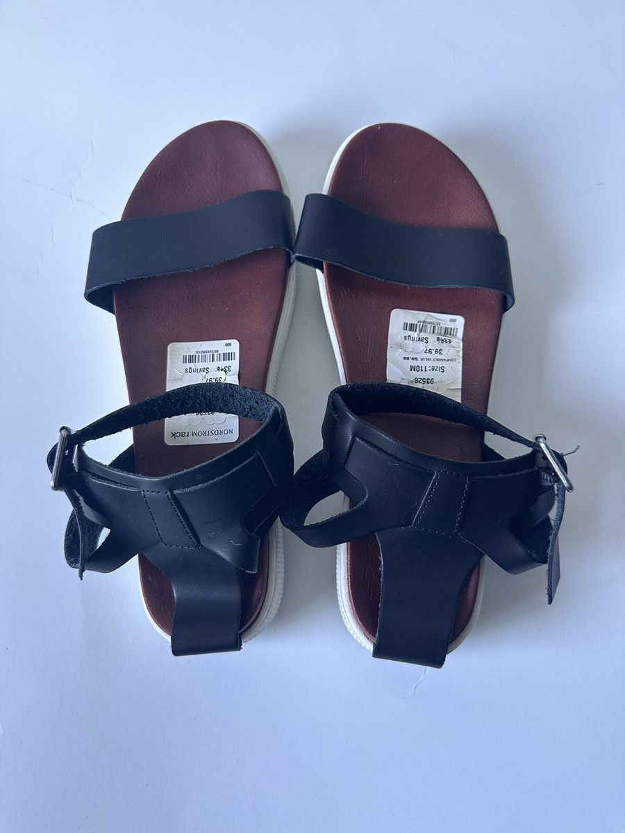 MIA ELLEN WOMEN'S SIZE 11 BROWN/BLACK ANKLE STRAP PLATFORM SANDALS