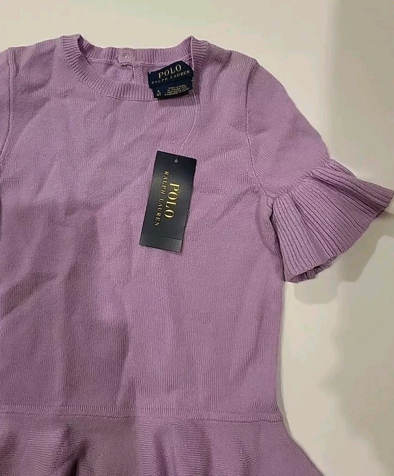 Nuevo con etiquetas Vestido Ralph Lauren Lana Púrpura Talla 4T $115 Foto 2 de 4