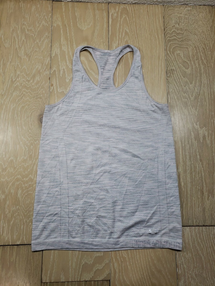 Womens UNDER ARMOUR Pink Gray Fitted Threadborne Racerback