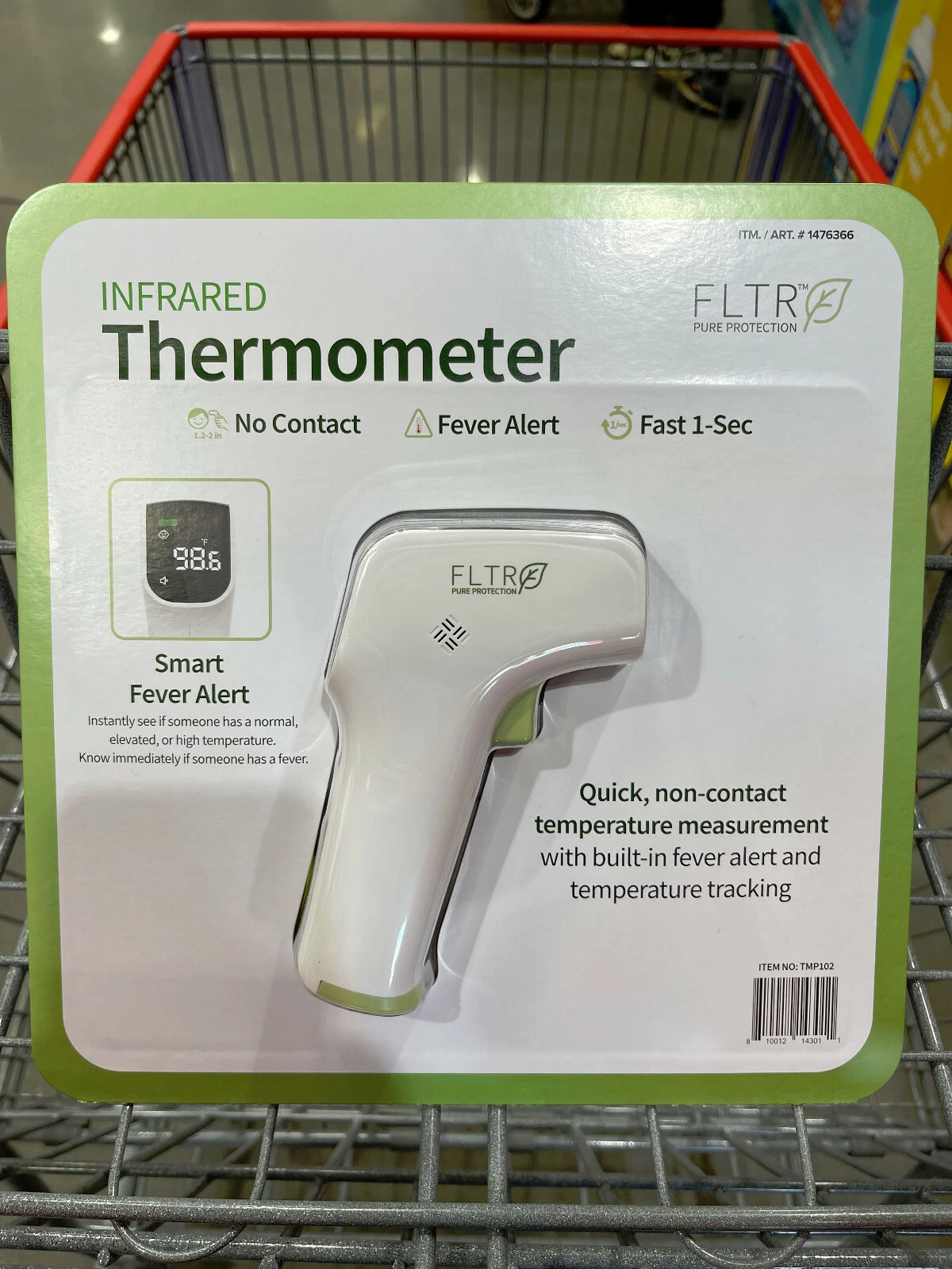 FLTR Non-contact Infrared Thermometer One-sec Fever Alert & Carrying Case TMP102