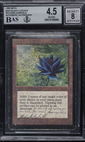 BLACK LOTUS Beta Rare BAS 4.5 Auto And Inscribed Richard Garfield Signed Mtg