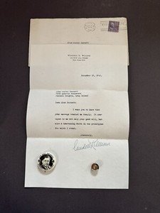1940 Wendell L. Willkie,signed, Lot, Letter, Pins, Rare 3 Cent Jefferson Stamp