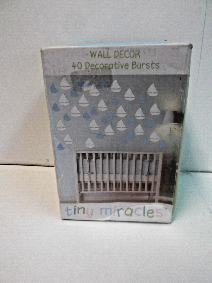 CALCOMANÍAS de Pared Decoración Bebé AZUL y Blanco Pequeños Milagros Guardería Nuevo en Caja Lote de 3 Foto 2 de 4