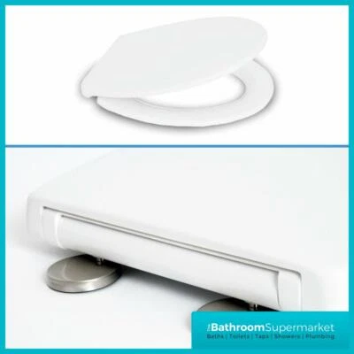 PLUMBWORKZ Soft Close Heavy Duty White Toilet Seat With Chrome Hinges Quick Release Luxury