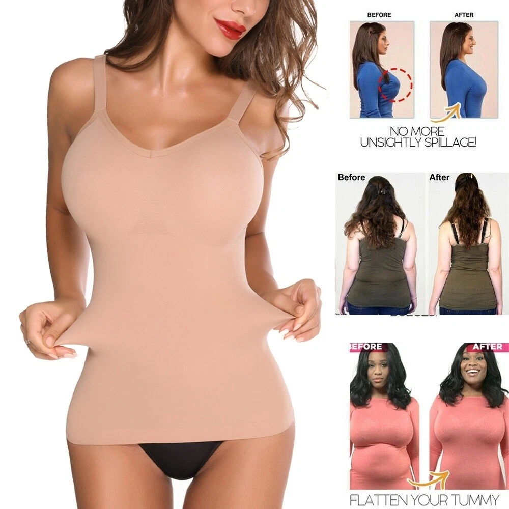 Women's Plus Size Tummy Control Shapewear Tank Tops Solid Color Seamless Body  Shaper Compression Top A-Black at  Women's Clothing store