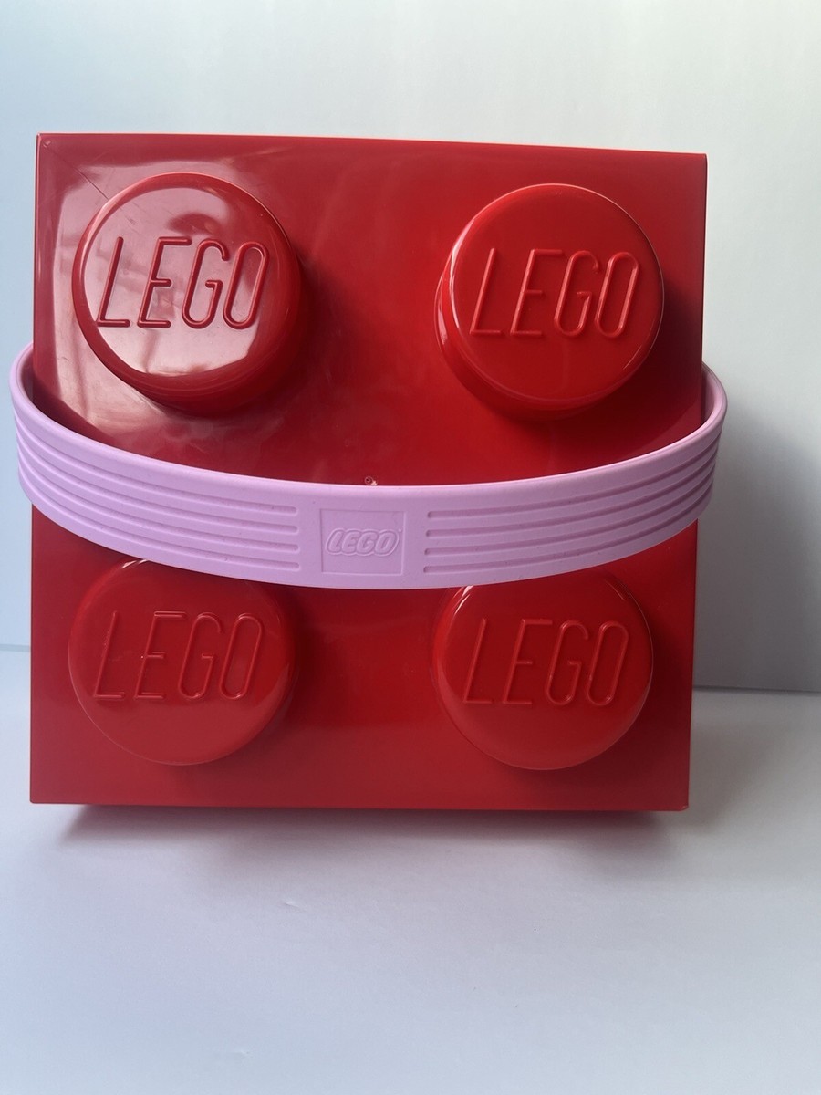 Lego Brick Storage Lunch Box Red W/ Pink Handle Target Carry Case Storage