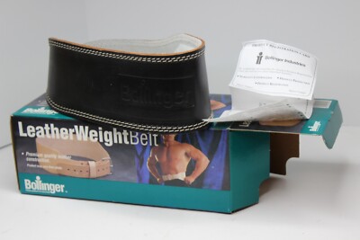 Bollinger 4'' Weight Lifting Belt 42'' Overall Length Padded Black Leather Sz M 