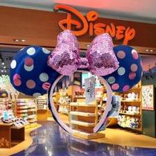 Disney Parks Rock Mickey Mouse Polka Dot Minnie Ears Sequins Bow Headband US