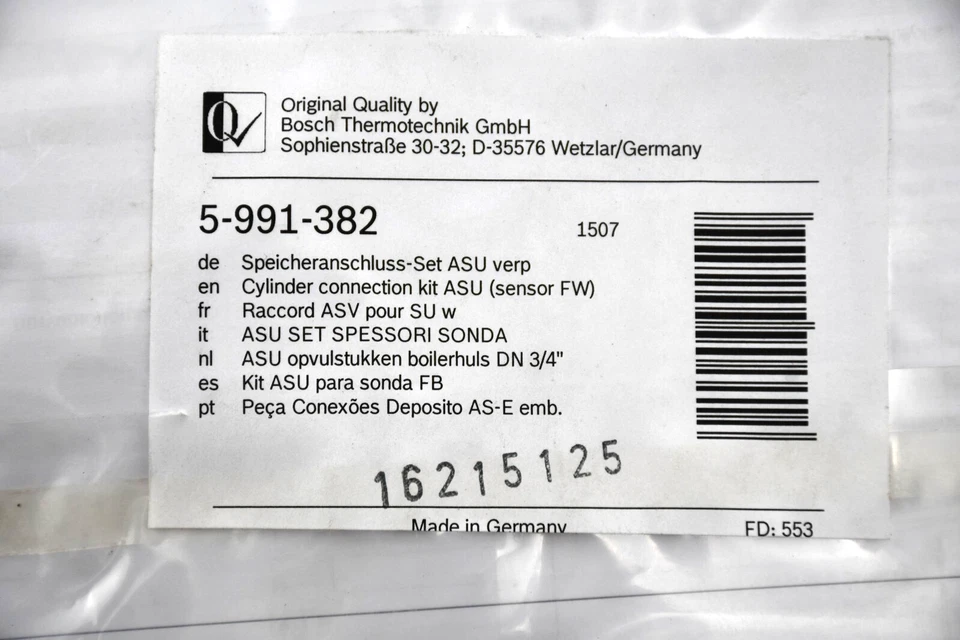 Buderus Bosch Speicheranschluss-Set ASU verp. 5991382 für Speicherfühler Boiler - Bild 4 von 4