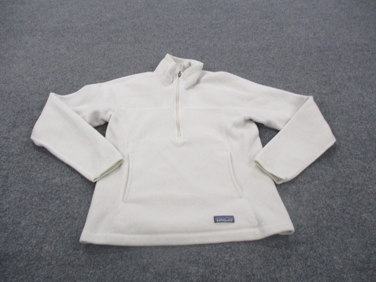 Patagonia Jacket Women M White Fuzzy Fleece Outdoors Hiking Camping Pullover