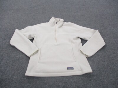 Patagonia Jacket Women M White Fuzzy Fleece Outdoors Hiking Camping Pullover