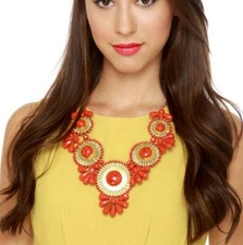 ZAD Neptune's Treasure Statement Necklace Red Beaded