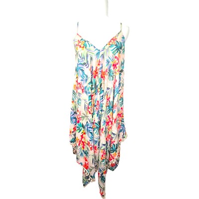 GOA Beachwear Japna Women s Large Sundress Boho Pom Pom Tropical Palm Floral