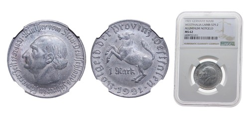 Germany 1921 1 Mark Aluminium NGC MS 62