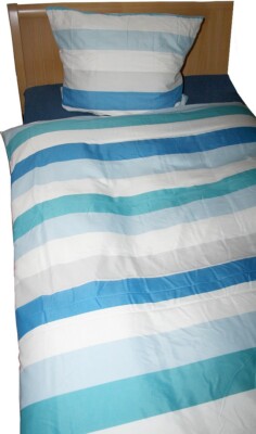 4-tlg. BETTWÄSCHE weiss-blau-grau-türkis 80x80 + 155x220 POLY-COTTON NEU
