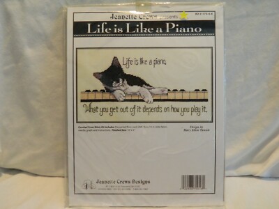 C-25 NEW JEANETTE CREWS DESIGNS COUNTED CROSS-STITCH KIT  LIFE IS LIKE A PIANO 