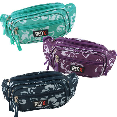 Ladies Canvas Floral Hibiscus BUM BAG Fanny Pack by RED X   Waist Travel Holi...