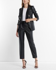 NEW EXPRESS 98 BLACK SUPER HIGH WAISTED FAUX LEATHER PLEATED ANKLE PANTS SZ 6