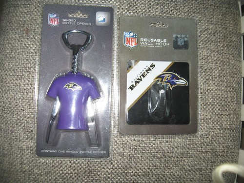NFL Baltimore Ravens 2 Piece Set Wine/Bottle Opener & Hook NIP