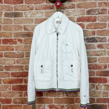 Tommy Hilfiger Denim Jacket Womens Short Casual Lightweight Cotton White L