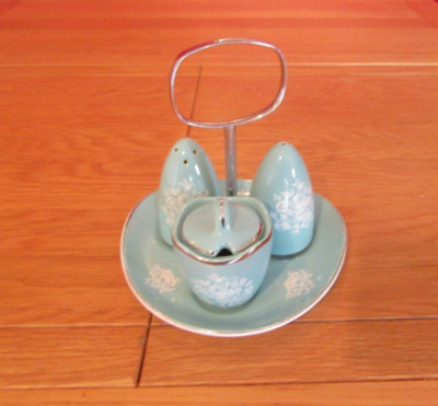 Vintage Retro Midwinter Stylecraft Rhapsody Cruet Set Türkis Blau Salz Pfeffer