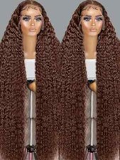 Chocolate Brown Deep Wave Human Hair Wig Water Curly 13x6 Lace Frontal Wigs