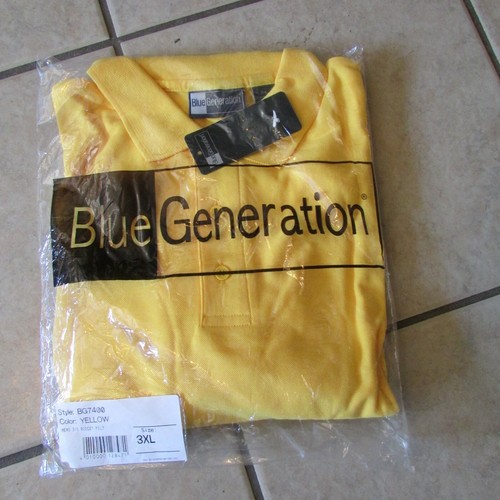 Men's Blue Generation Polo Shirt - 3XL - Yellow - Poly/Cotton - NWT (B 43) - Picture 4 of 4
