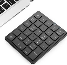 Bluetooth Number Pad 28 Keys Aluminum Rechargeable Wireless Numeric Keypad Po...