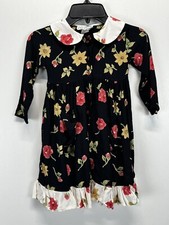 Vintage 90  s Girls C  est Chouette Crepe Floral Dress 2 2T GUC Made USA