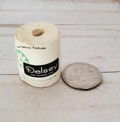 Toy size Vintage Delsey Real Toilet Paper Roll MINIATURE Scale 1" Mini  - Picture 1 of 7