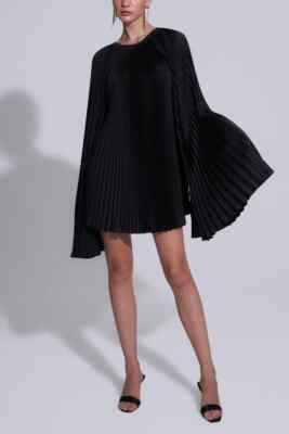 L'idee Palais Mini Dress Noir Designer Lidee Pleated Size (US) 4, 6, 8, 10  | eBay