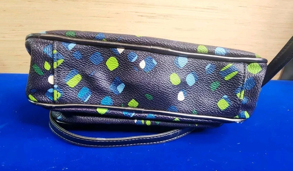 Vera Bradley Bandolera Hipster Manchas de Tinta PVC Azul Marino Verde Estampado Foto 3 de 4