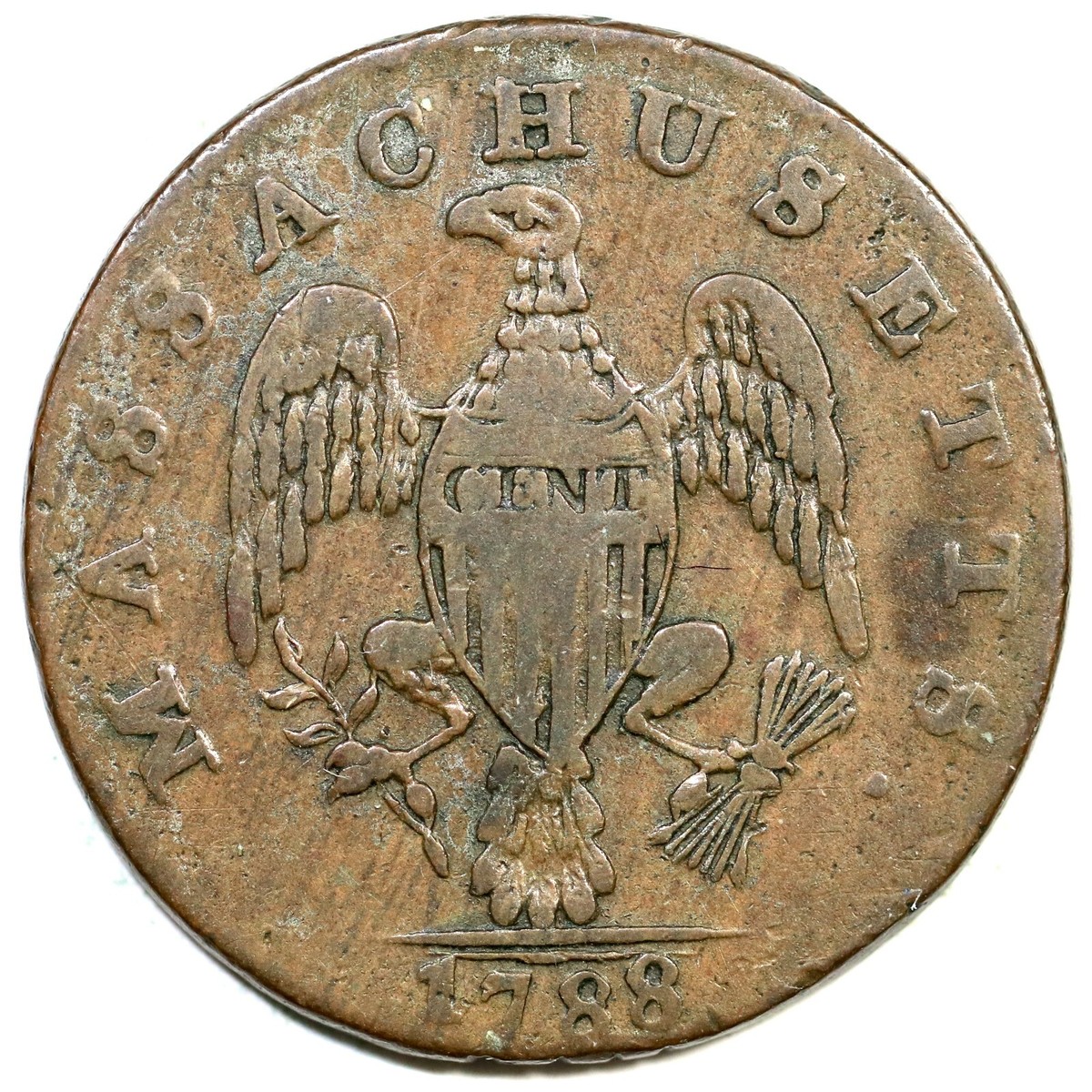 1788 1-D R-3 Massachusetts Cent Colonial Copper Coin | eBay
