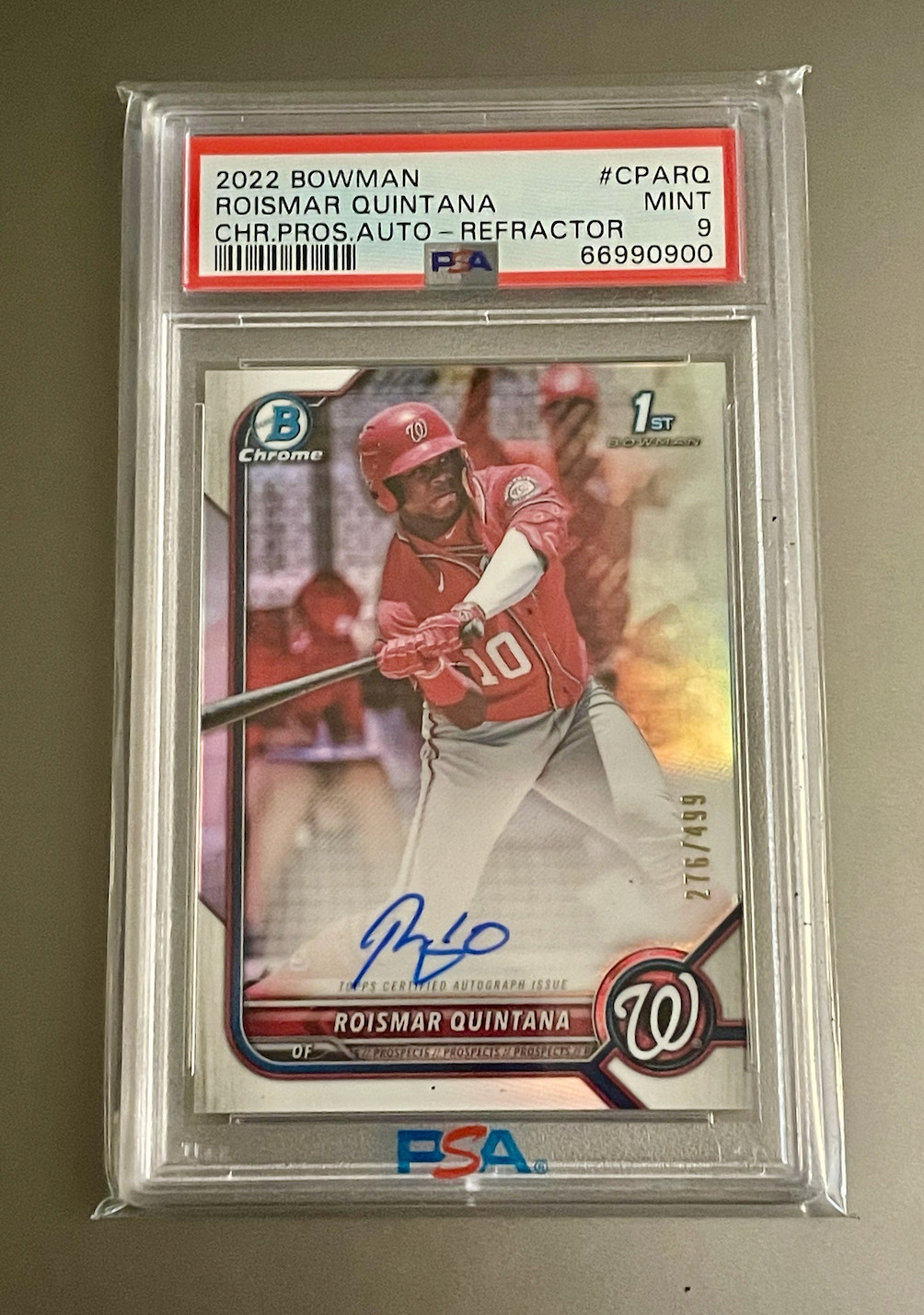 Roismar Quintana 2022 Bowman Chrome 1st Refractor Auto Autograph #/499 PSA 9