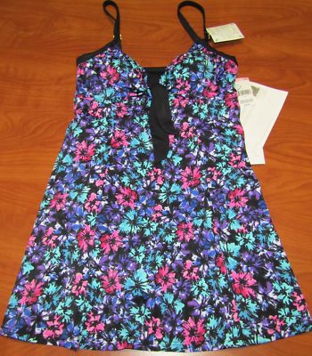 NEW A SHORE FIT WOMENS MULTICOLOR FLOWERS DESIGN SWIM DRESS SZ 8 10 NWT $92  | eBay