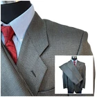 2pc DRYCLEANED Gray Houndstooth Suit Jacket Sport Coat Blazer Pants 40S 34x27