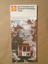 Shell Gas Oil Highway Road Map of San Francisco & Southern Peninsula Cities1972
