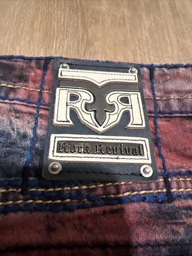 Rock Revival Jed Biker Jeans Slim Stretch Batik Distressed Herren Größe 32x32 - Bild 8 von 11