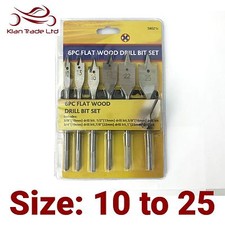 6pc FLAT SPADE WOOD DRILL BIT SET 10 13 16 19 22 25 MM 150MM LONG Marksman