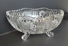 MARGARET Clear Glass Footed Bowl by Crystal Clear Industries w/Flowers - 7 3/8"L