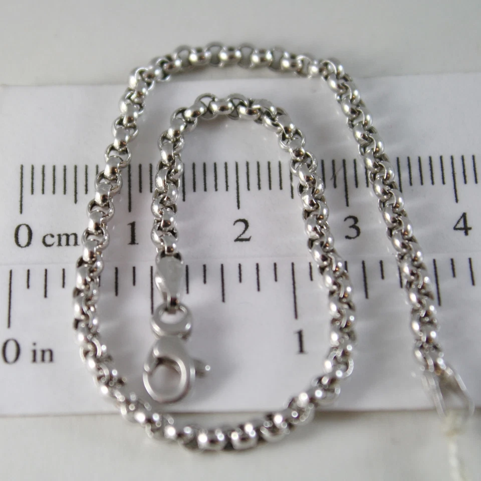 Bracelet or Jaune Ou Blanc 750 18K Rolo, Cercles 2.5 MM, 19 CM, Made en Italie - Photo 2/4